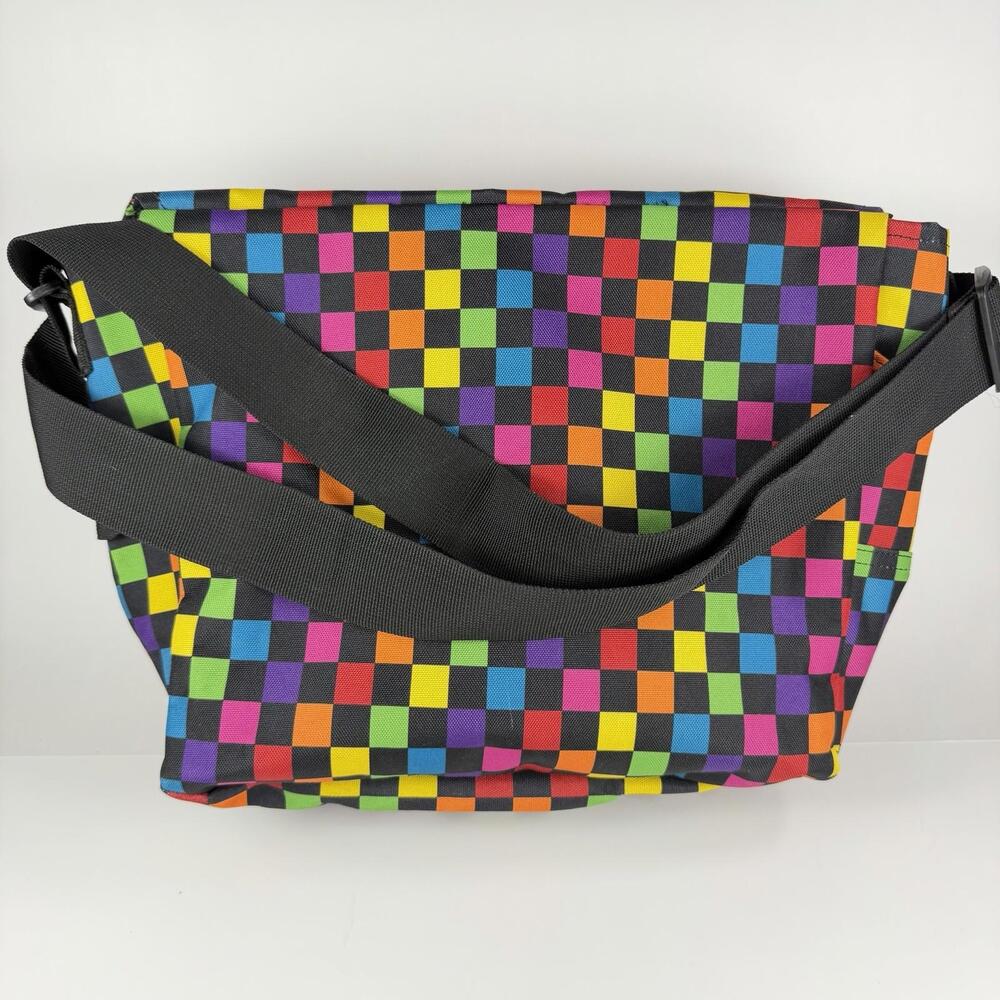 Yak Pak Messenger Bag Multi Color Checkered Shoulder Bag Multiple Pockets - Picture 4 of 8